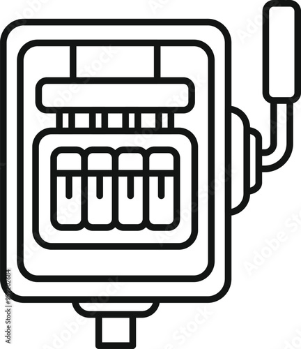 Line drawing of an electric meter measuring energy consumption in kilowatts