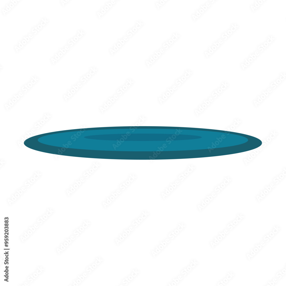 Blue round rug in simple flat cartoon style Vector Blue round rug in simple flat cartoon style Vector
