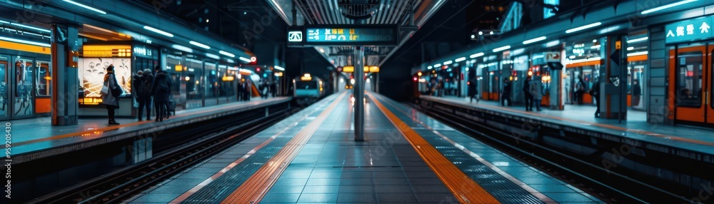 Subway station with bustling crowds, dynamic and urban, Urban, Cool tones, Photograph, City life Subway station with bustling crowds, dynamic and urban, Urban, Cool tones, Photograph, City life