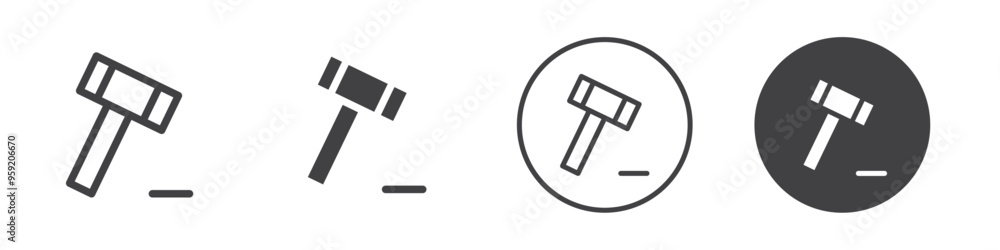 Auction Hammer icon Vector logo outline Auction Hammer icon Vector logo outline