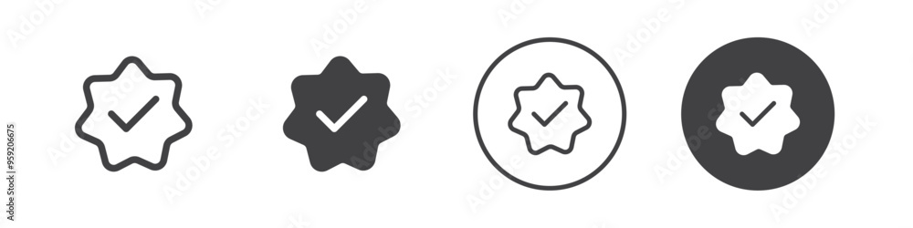 Badge with a check mark icon Vector logo outline Badge with a check mark icon Vector logo outline