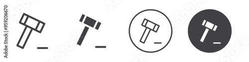 Auction Hammer icon Vector logo outline