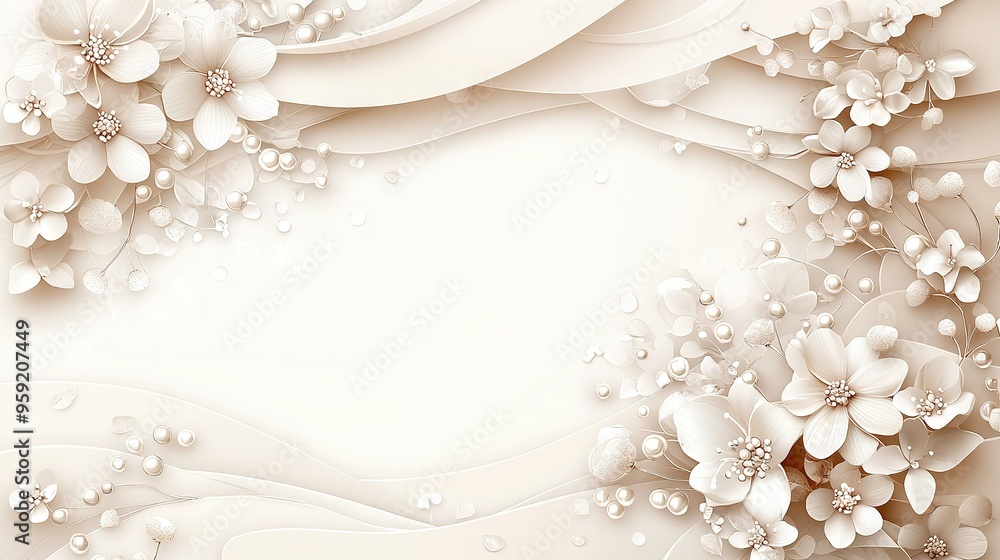 Fototapeta premium A white background featuring a bouquet of flowers and water droplets at its base