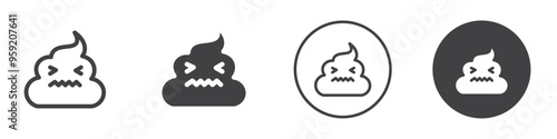 face stinky poop shit emoji icon Vector logo outline