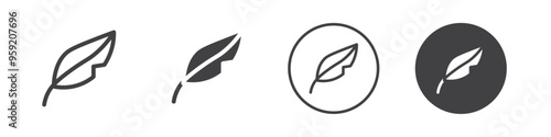 Feather icon Vector logo outline