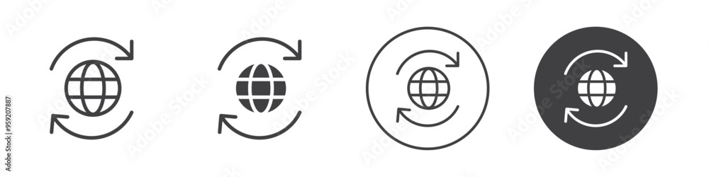 Globe and arrows icon Vector logo outline Globe and arrows icon Vector logo outline