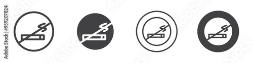Forbidden no smoking icon Vector logo outline