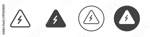 High voltage sign icon Vector logo outline