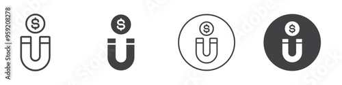 magnet money icon Vector logo outline