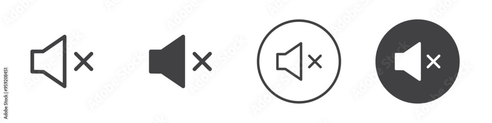Mute sound icon Vector logo outline Mute sound icon Vector logo outline