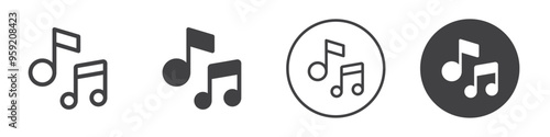 Music note icon Vector logo outline
