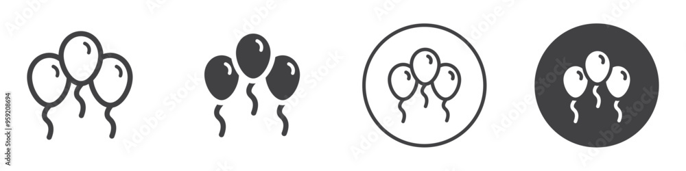 Party balloons icon Vector logo outline Party balloons icon Vector logo outline