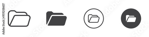 Open file folders icon Vector logo outline