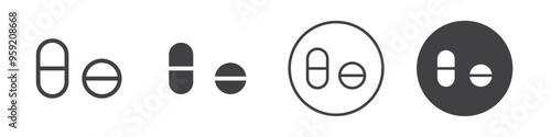 Painkiller pills icon Vector logo outline
