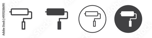 Paint roller icon Vector logo outline