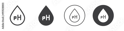 pH water drop icon Vector logo outline