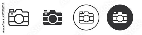 Photo camera icon Vector logo outline