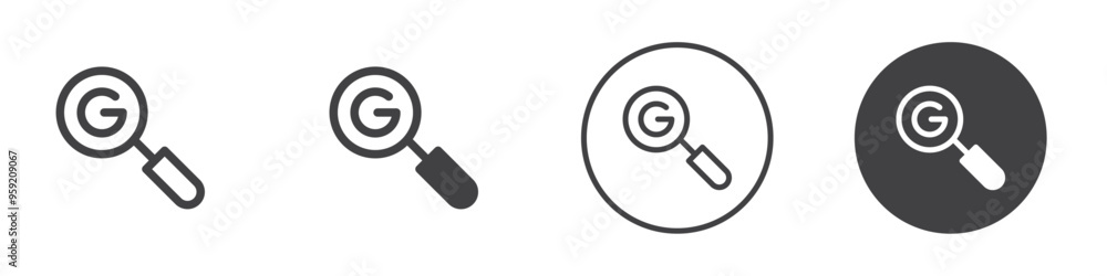 Search Console magnifying glass icon Vector logo outline Search Console magnifying glass icon Vector logo outline