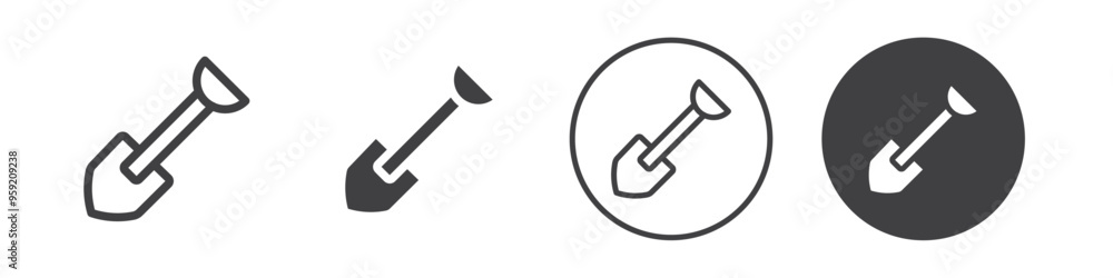 Short shovel icon Vector logo outline Short shovel icon Vector logo outline
