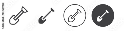 Short shovel icon Vector logo outline