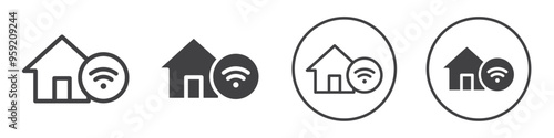 Smart home icon Vector logo outline