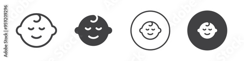 Smiling baby face icon Vector logo outline