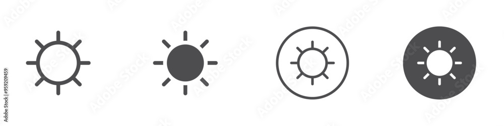 Sun shining icon Vector logo outline Sun shining icon Vector logo outline
