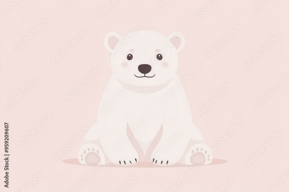 Cute cartoon polar bear on light pink background Cute cartoon polar bear on light pink background