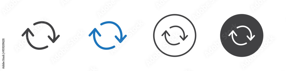 Two circular arrows icon Vector logo outline