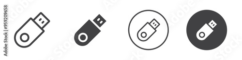 Usb stick icon Vector logo outline