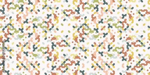 Simple glitch geometric seamless abstract banner with playful woven summer color. Bright whimsical gender neutral border bold irregular shape textile cotton effect edging.