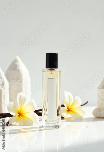 Crystal-Clear Perfume Bottle with EuroVanillin Supreme and Vanilla Flowers