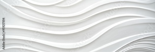 This elegant abstract background features a textured white wave pattern, ideal for contemporary interiors and various design projects, enhancing their aesthetic appeal and unique charm