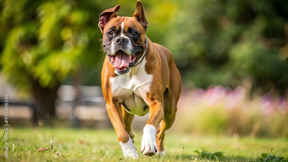 Happy Boxer Dog Running Happy Boxer Dog Running