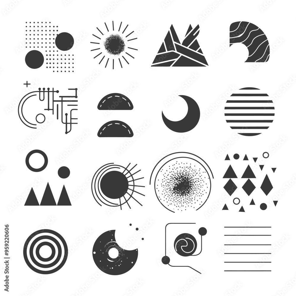 Obraz premium Set of Abstract Geometric Shapes and Patterns