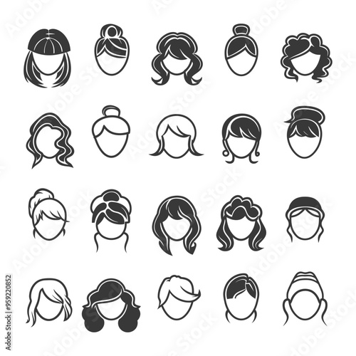 Collection of Female Hairstyle Icons