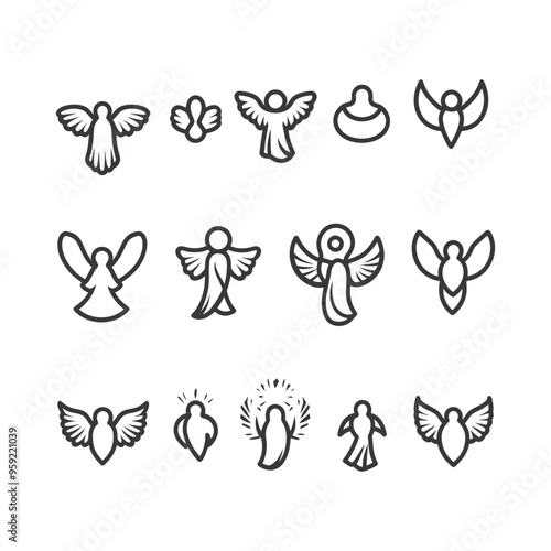 A Collection of Simple Angel Icon Designs