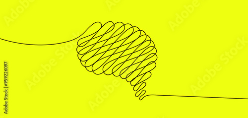 Line art hand drawn cluttery brain on a yellow background
Overthinking brain concept or graphic
mental health vector illustration or graphic
mental health therapy or intelligence
