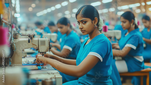 women working on sewing machine at clothing industry. women empowerment in india