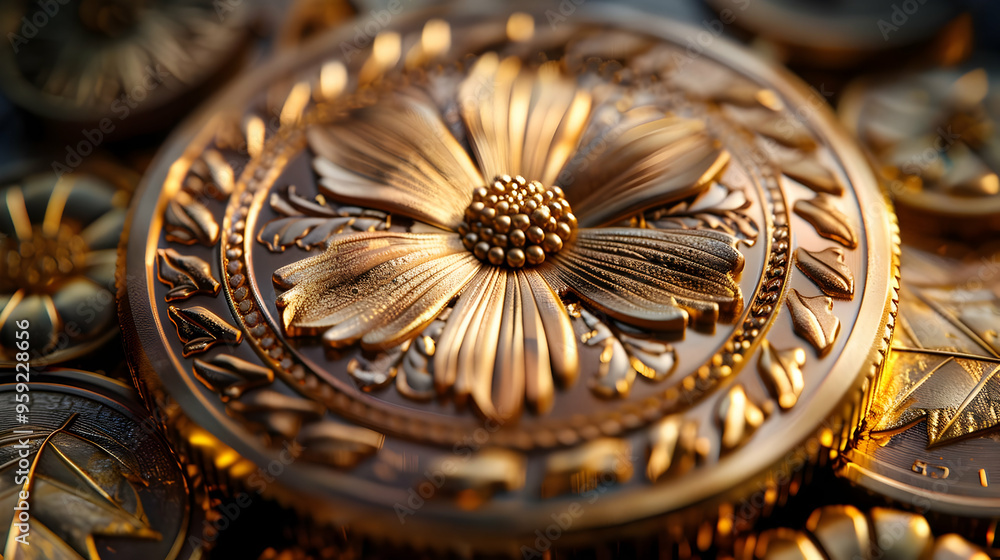 Golden Flower Detail 3D Render Golden Flower Detail 3D Render