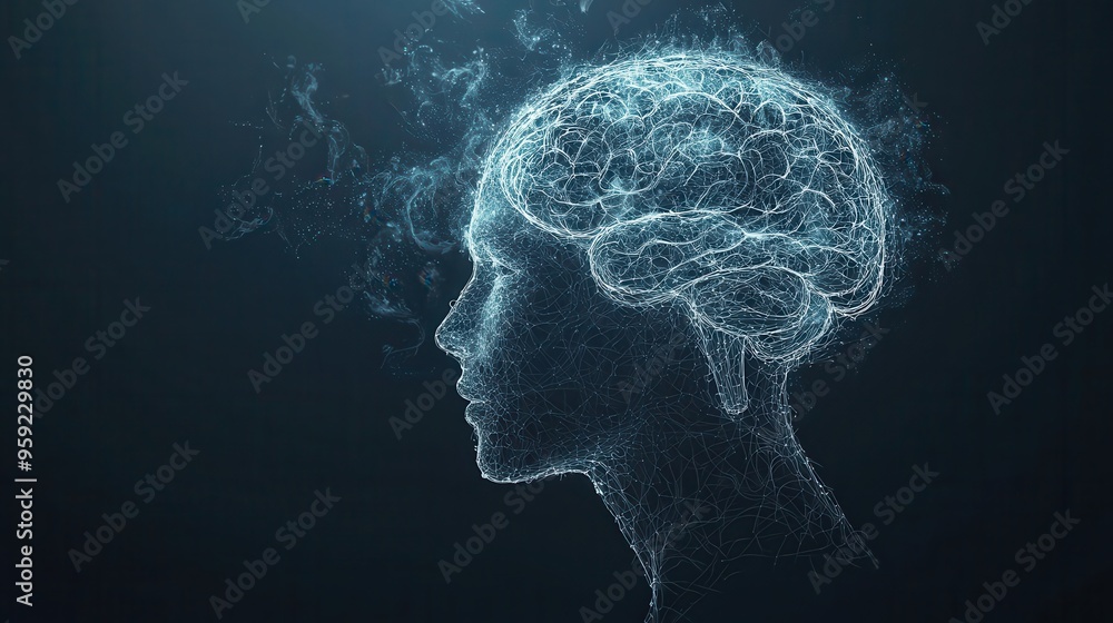 Abstract Human Head with Brain Neural Network Connection Technology Future Artificial Intelligence Abstract Human Head with Brain Neural Network Connection Technology Future Artificial Intelligence