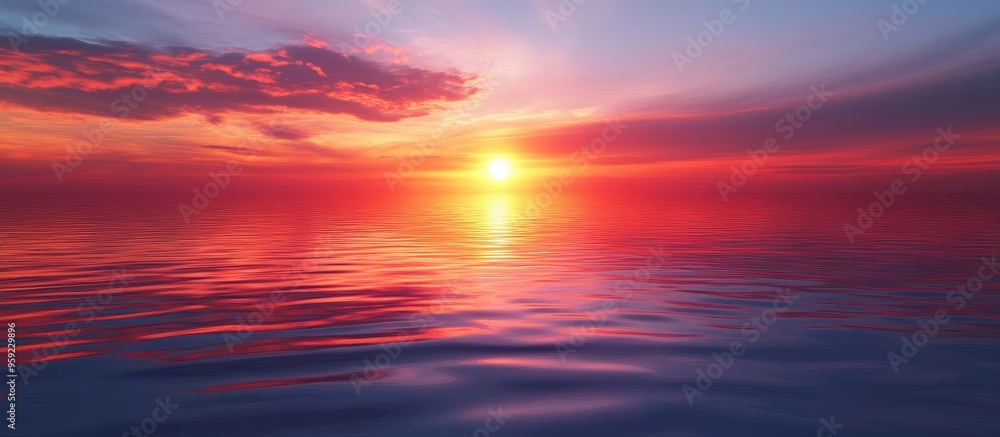 Vibrant sunset casts colorful reflections on calm waters creating a serene atmosphere perfect for relaxation and contemplation Vibrant sunset casts colorful reflections on calm waters creating a serene atmosphere perfect for relaxation and contemplation