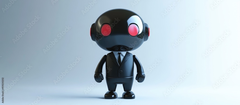 3D illustration of a small robot dressed in a business suit against a plain white background 3D illustration of a small robot dressed in a business suit against a plain white background