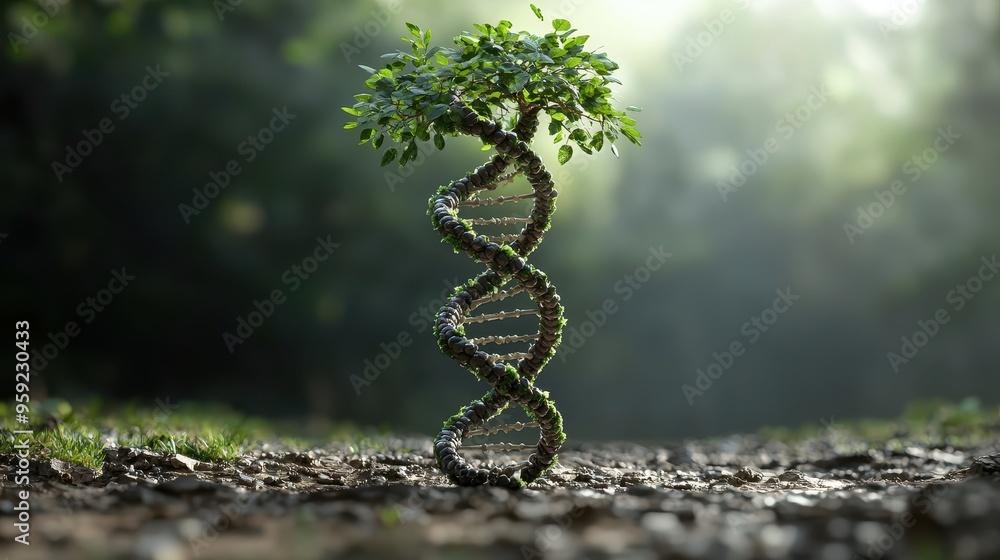 Fototapeta premium DNA Tree in Forest Landscape