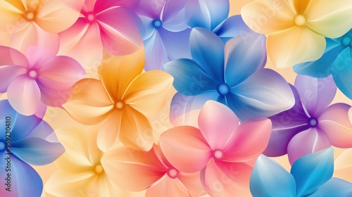 A close up of a colorful flower pattern on an orange background, AI