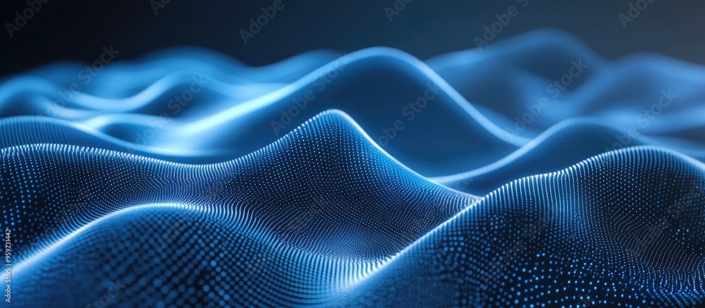 Abstract blue gradient backdrop featuring gentle flowing light lines