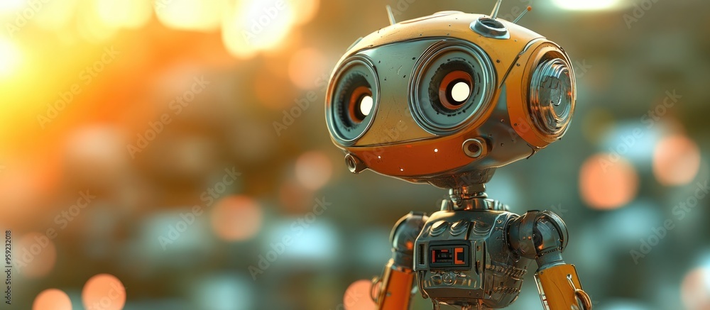 Playful 3D animated robot illustration in a cartoon style Playful 3D animated robot illustration in a cartoon style