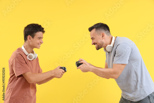 Teenage boy with his father...