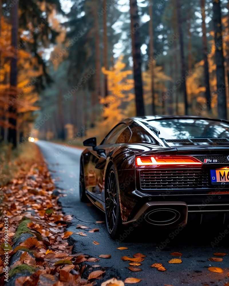 Autumn Drive: Car on a Scenic Road Autumn Drive: Car on a Scenic Road
