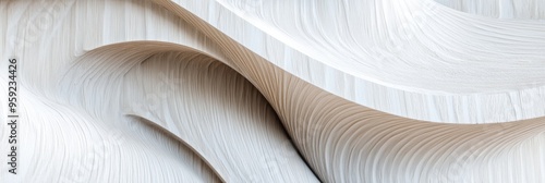 This stunning abstract plywood background features intricate white textures and smooth curves, ideal for enhancing vintage woodthemed designs and adding charm to any elegant space